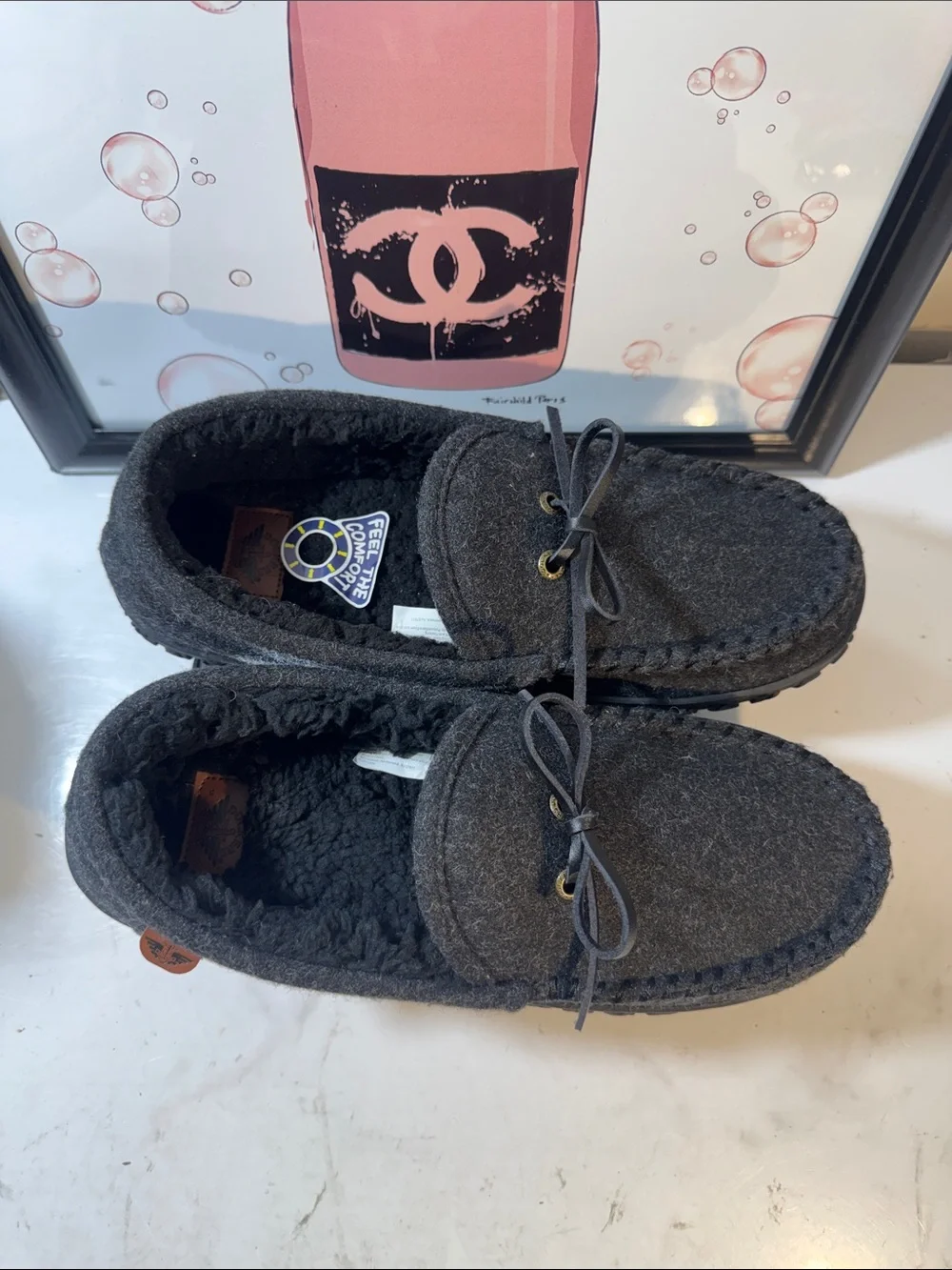 NWOT Dockers Men’s Faux Wool Boater Moc Slip-On Slippers - Size 10